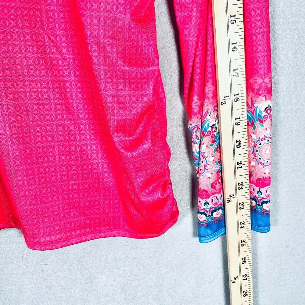 Lucky In Love Shirt Womens L Hot Pink Long Sleeve Pullover Tennis UPF 50 - Picture 13 of 14